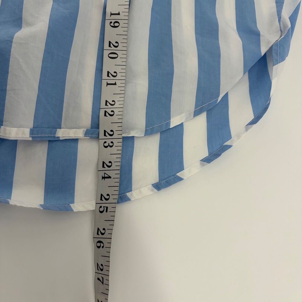 LOFT Blue & White Vertical Stripe Short-Sleeve Shirt - Picture 6 of 6